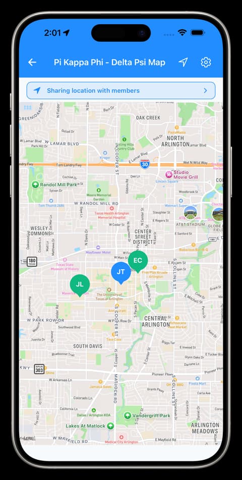 CliqWave live member location map showing chapter participation