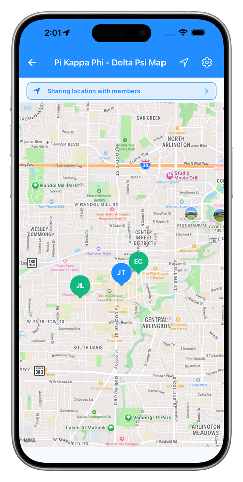 CliqWave live member location map showing chapter participation